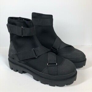 ASOS Black Chelsea Boots Scuba With Strapping Chunky Sole Size 10